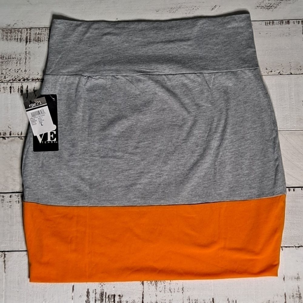 Rue 21 Love Tease Bodycon Miniskirt Grey Orange Large (Junior)